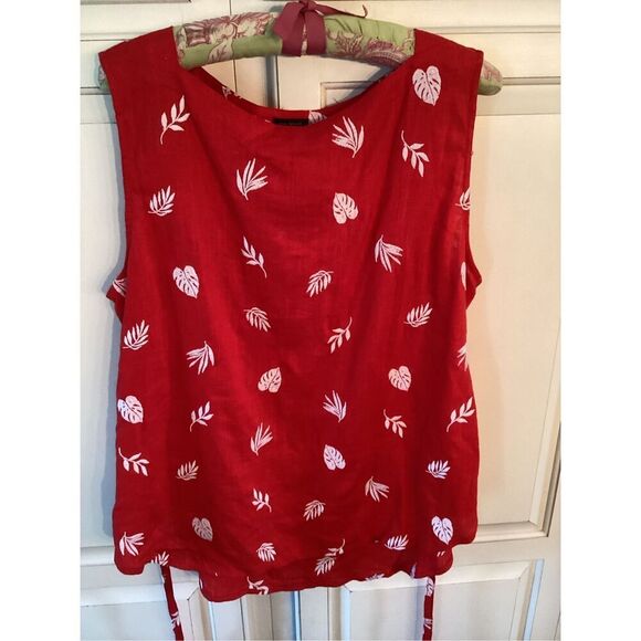 Ann Taylor Linen Blend Red Dress Tunic with TieSz XL Embroidered - Picture 2 of 7